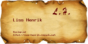 Liss Henrik névjegykártya